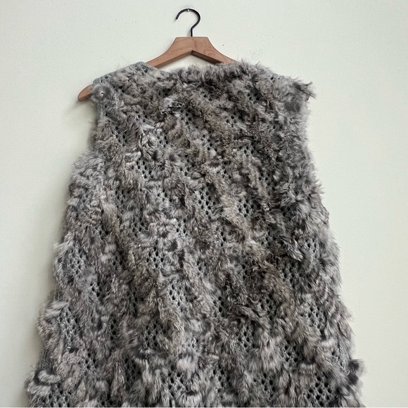 Neiman Marcus 100% Rabbit Fur Open Knit Vest size XL Gray Old Money Chic - Picture 11 of 15